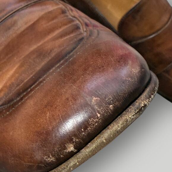 Gucci Men’s Brown Leather Loafers 9.5  Vintage Dress Shoes Classic Slip-On - Picture 10 of 13